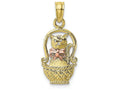 FJC Finejewelers 10k Two-tone Gold Cat In Basket with (rose)bow Tie Charm