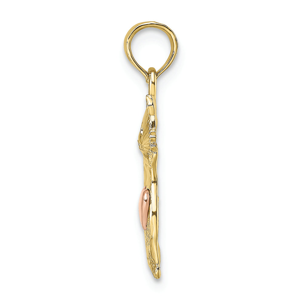 FJC Finejewelers 10k Two-tone Gold Cat with Pink Heart Eyes Charm