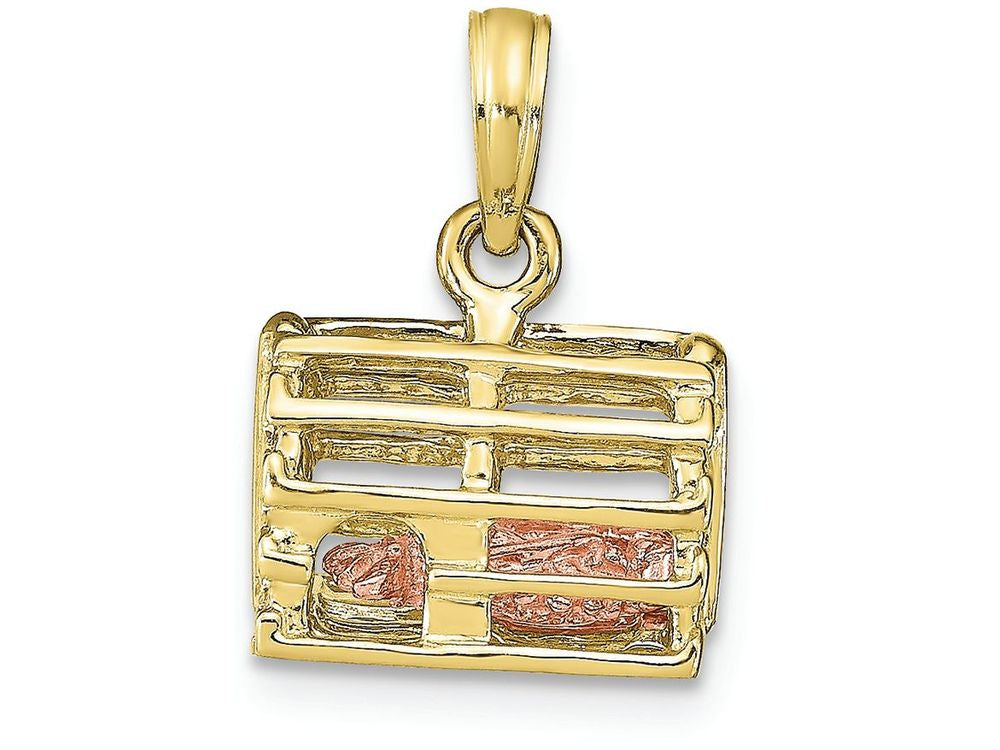 FJC Finejewelers 10k Two-tone Gold 3d Lobster(pink)in Trap Moveable Charm