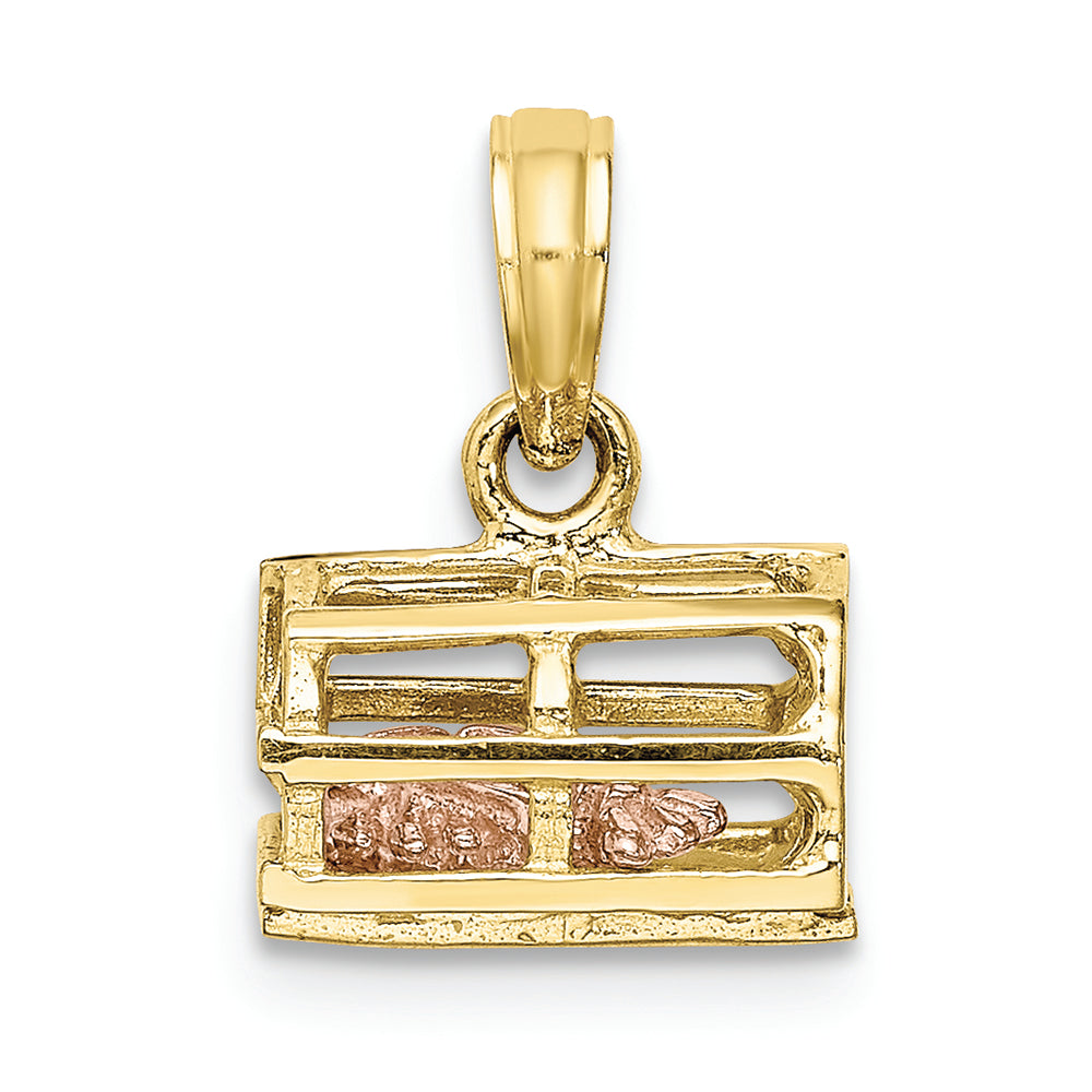 FJC Finejewelers 10k Two-tone Gold 3d Lobster(pink)in Trap Moveable Charm