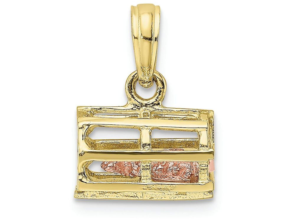 FJC Finejewelers 10k Two-tone Gold 3d Lobster(pink)in Trap Moveable Charm