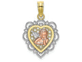 FJC Finejewelers 10k Two-tone Gold Cherub In Scalloped Hearttri-color Charm