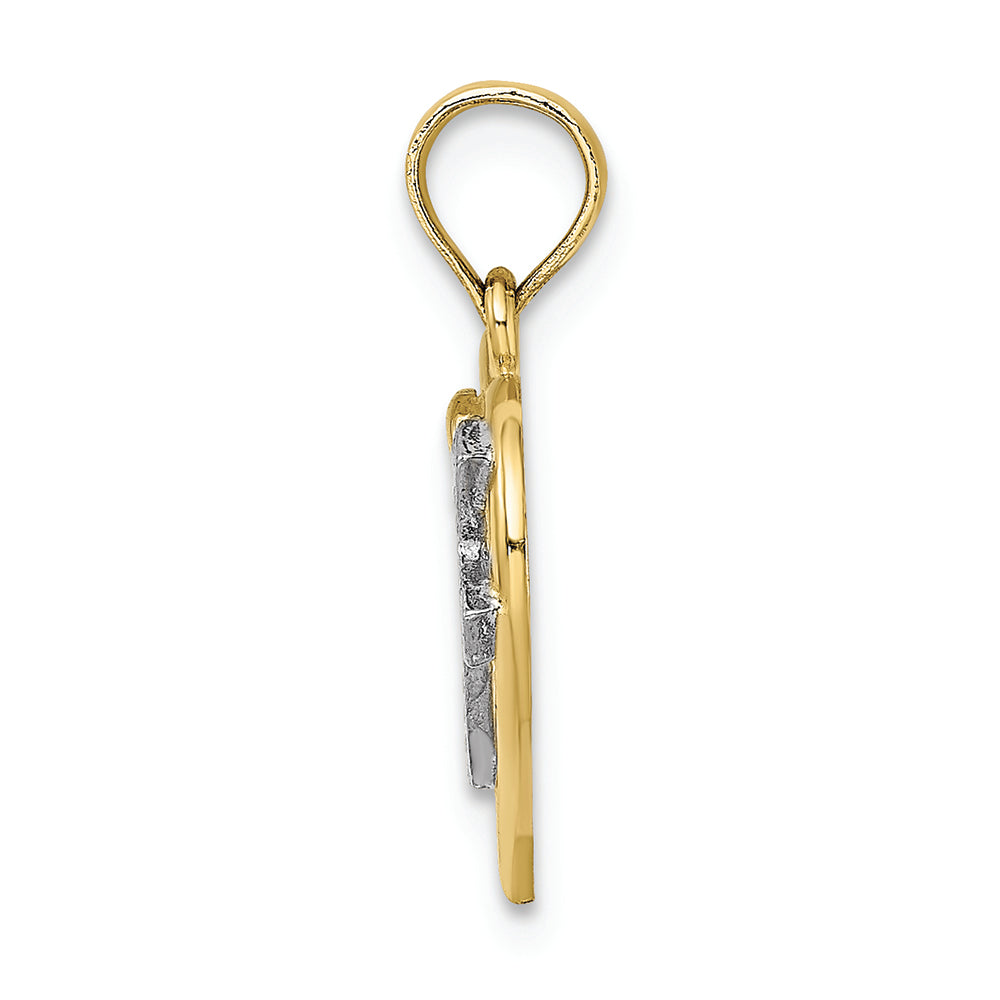 FJC Finejewelers 10k Yellow Gold Double Heart Cross Inside Charm