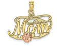FJC Finejewelers 10k Two-tone Gold Mom Script with Pink Flower Charm