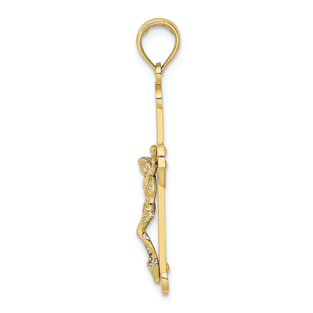 FJC Finejewelers 10k Two-tone Gold Crucifix Jesus On Engraved Cross Charm
