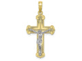 FJC Finejewelers 10k Two-tone Gold Crucifix Jesus On Engraved Cross Charm