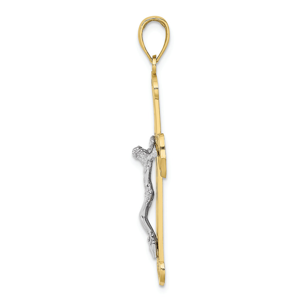 FJC Finejewelers 10k Two-tone Gold Crucifix Jesus On Engraved Cross Charm