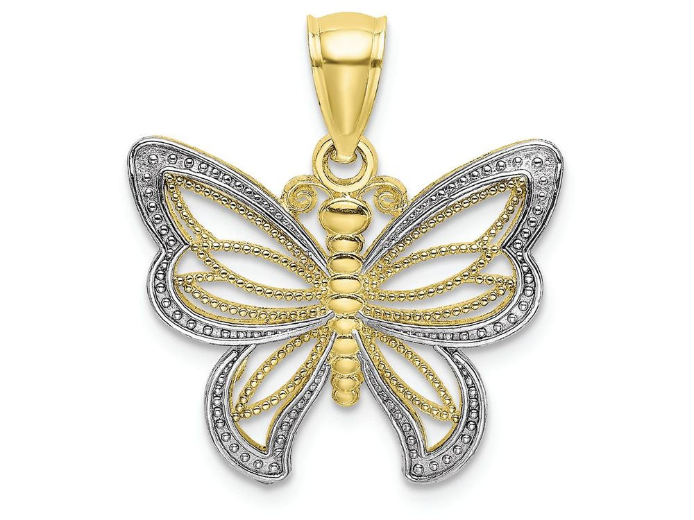 FJC Finejewelers 10k Two-tone Gold Butterfly Beaded Wings Charm