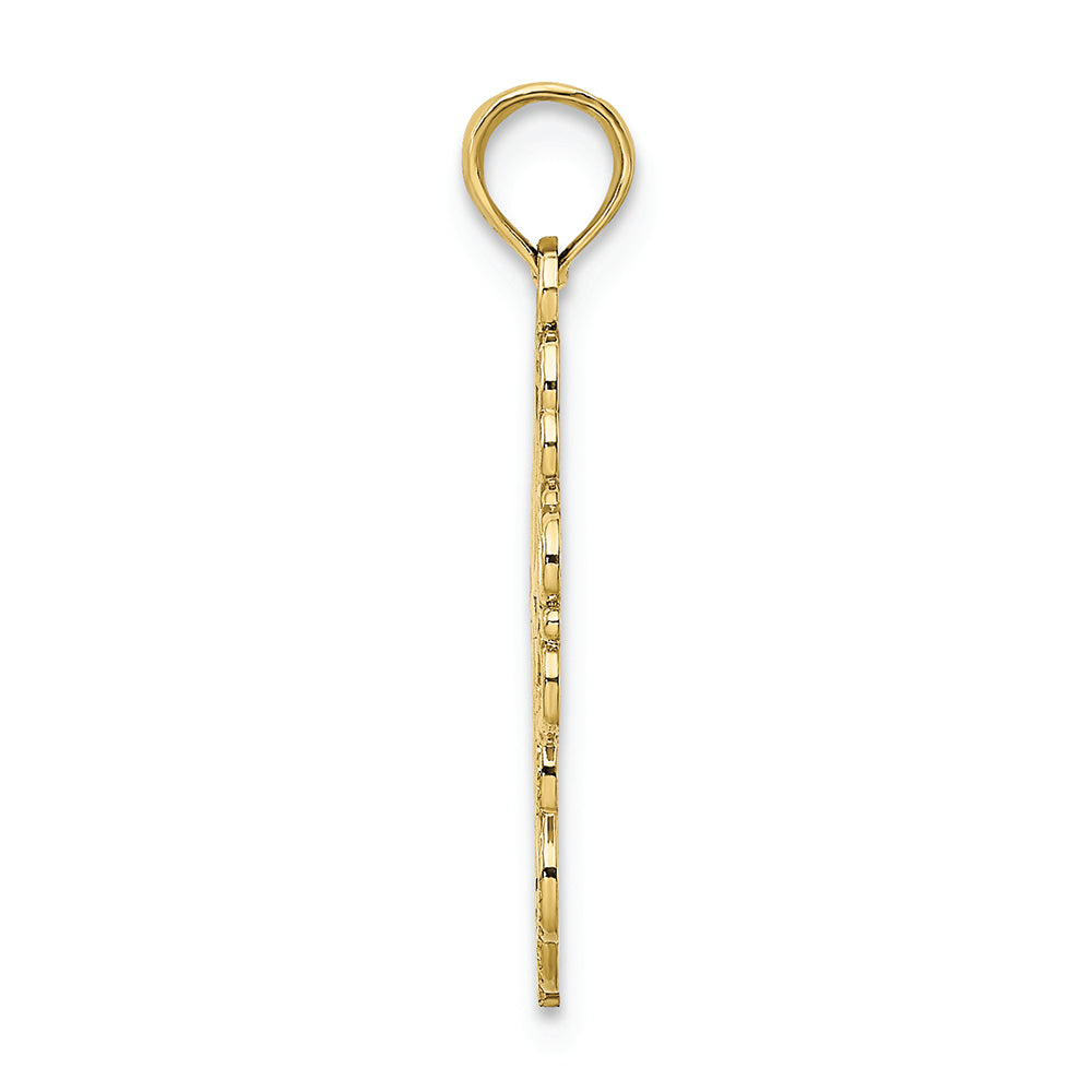FJC Finejewelers 10k Two-tone Gold Beaded Lace Trim Cross with Rhodium Center Charm