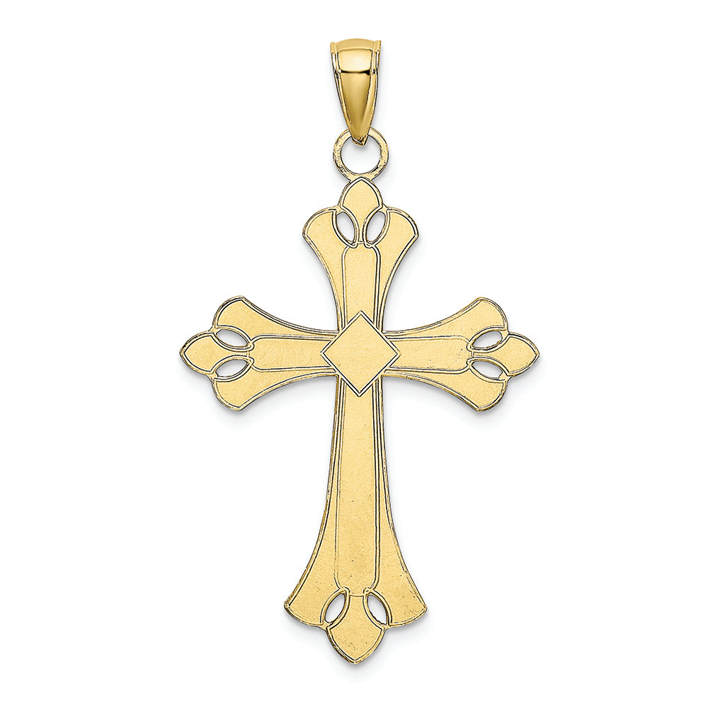FJC Finejewelers 10k Yellow Gold Cross with Scalloped Edges White Center Charm
