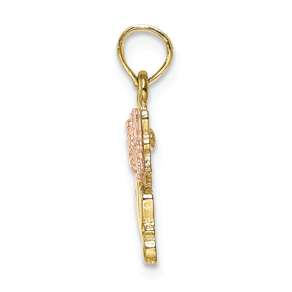 FJC Finejewelers 10k Two-tone Gold Mom with Pink Butterfly Charm