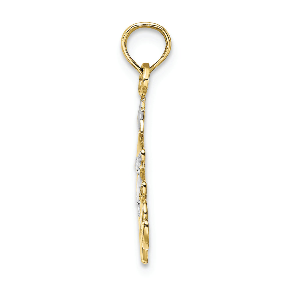 FJC Finejewelers 10k Yellow Gold with with Rhodium Christmas Tree with Lovetwo-color Charm