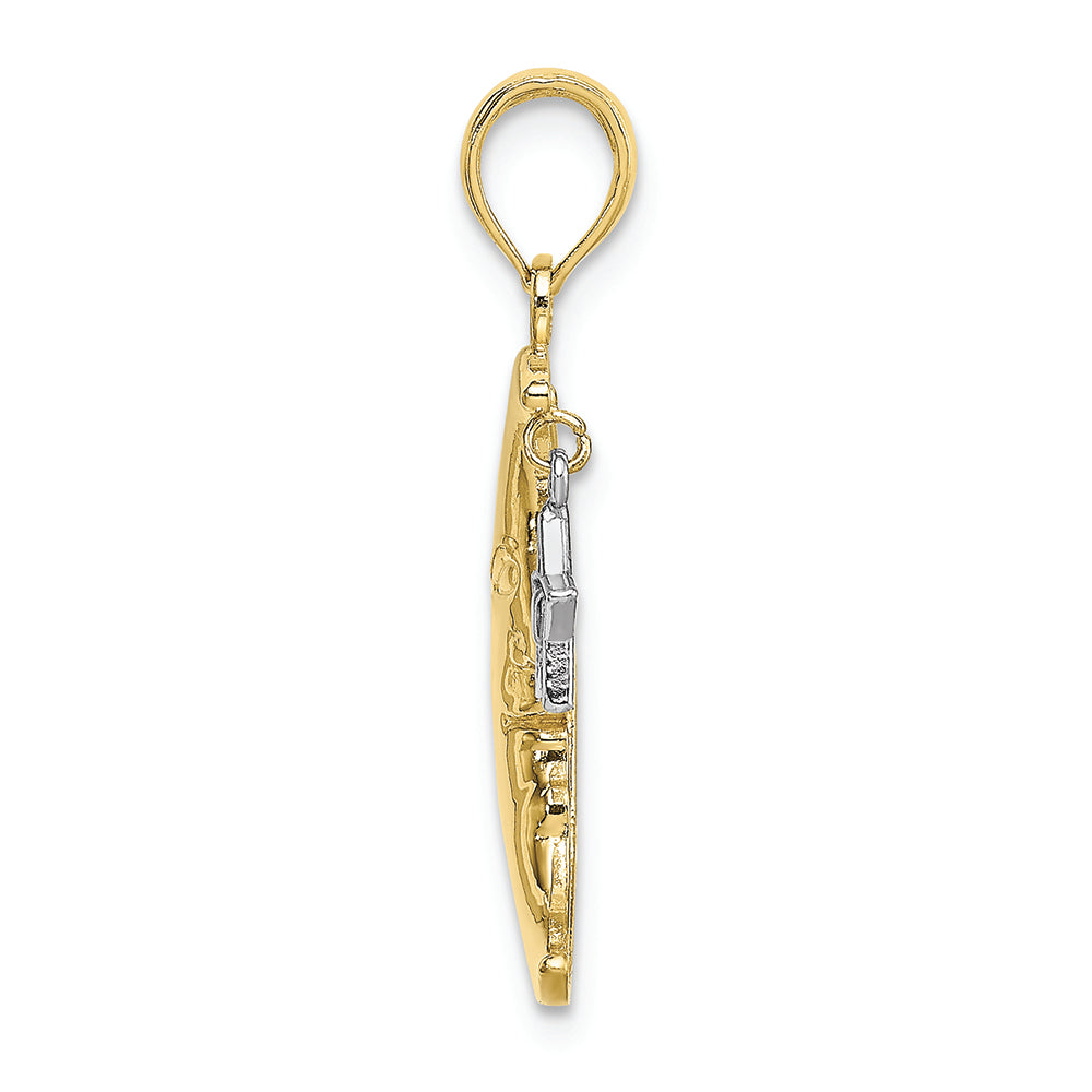 FJC Finejewelers 10k Two-tone Gold Half Moon with Dangling White Startwo-color Moveable Charm