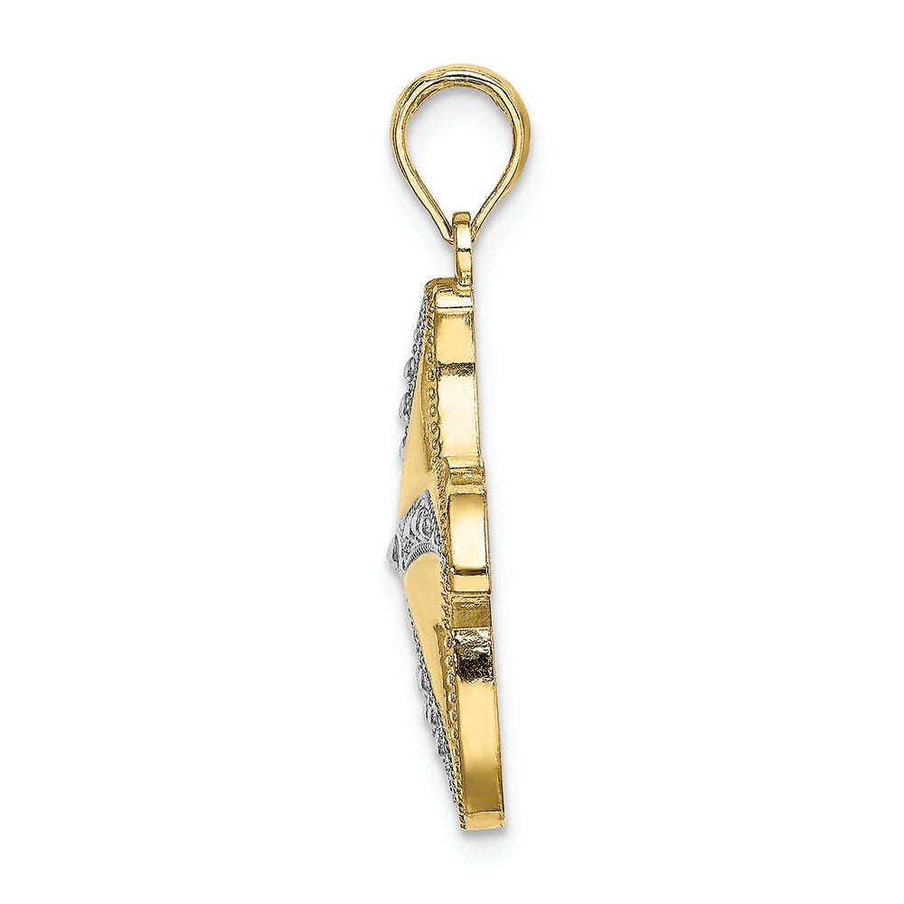 FJC Finejewelers 10k Yellow Gold with with Rhodium Bright Cut Starfishtwo-color Hp Charm