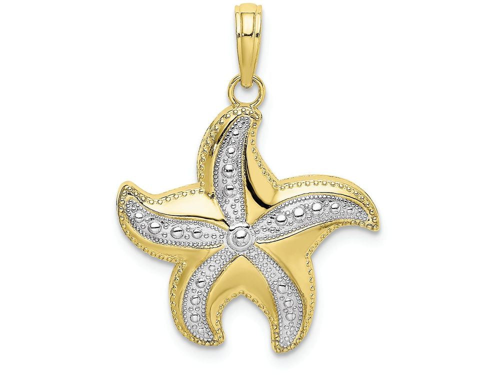 FJC Finejewelers 10k Yellow Gold with with Rhodium Bright Cut Starfishtwo-color Hp Charm