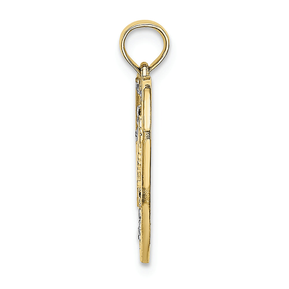 FJC Finejewelers 10k Two-tone Gold Dream In Heart Frame with Floating Bright Cut Star Accents Charm
