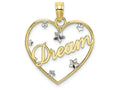 FJC Finejewelers 10k Two-tone Gold Dream In Heart Frame with Floating Bright Cut Star Accents Charm