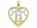 FJC Finejewelers 10k Two-tone Gold Heart with 2 Kids White Mom Inside Charm