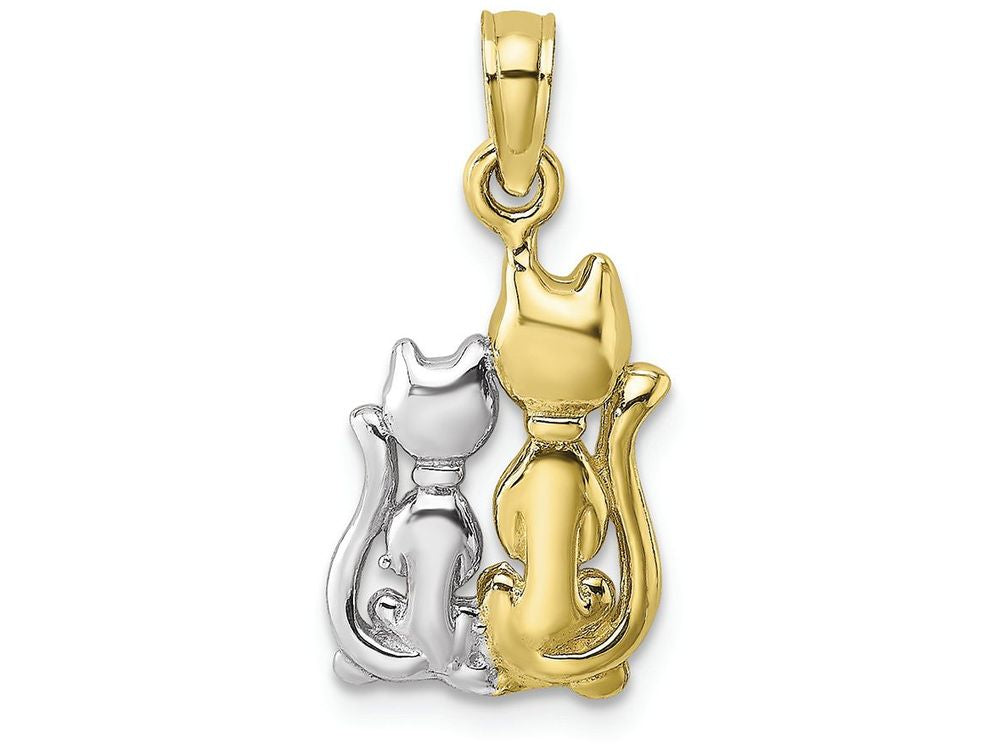 FJC Finejewelers 10k Yellow Gold with with Rhodium Cat with Baby Silhouette Charm White Yellow Cat