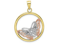 FJC Finejewelers 10k Two-tone Gold Butterfly In Round Frametri-color Charm