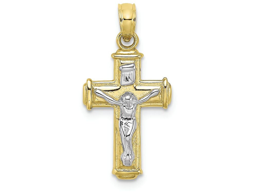 FJC Finejewelers 10k Two-tone Gold Block Crucifix Cross Jesus Inri Charm