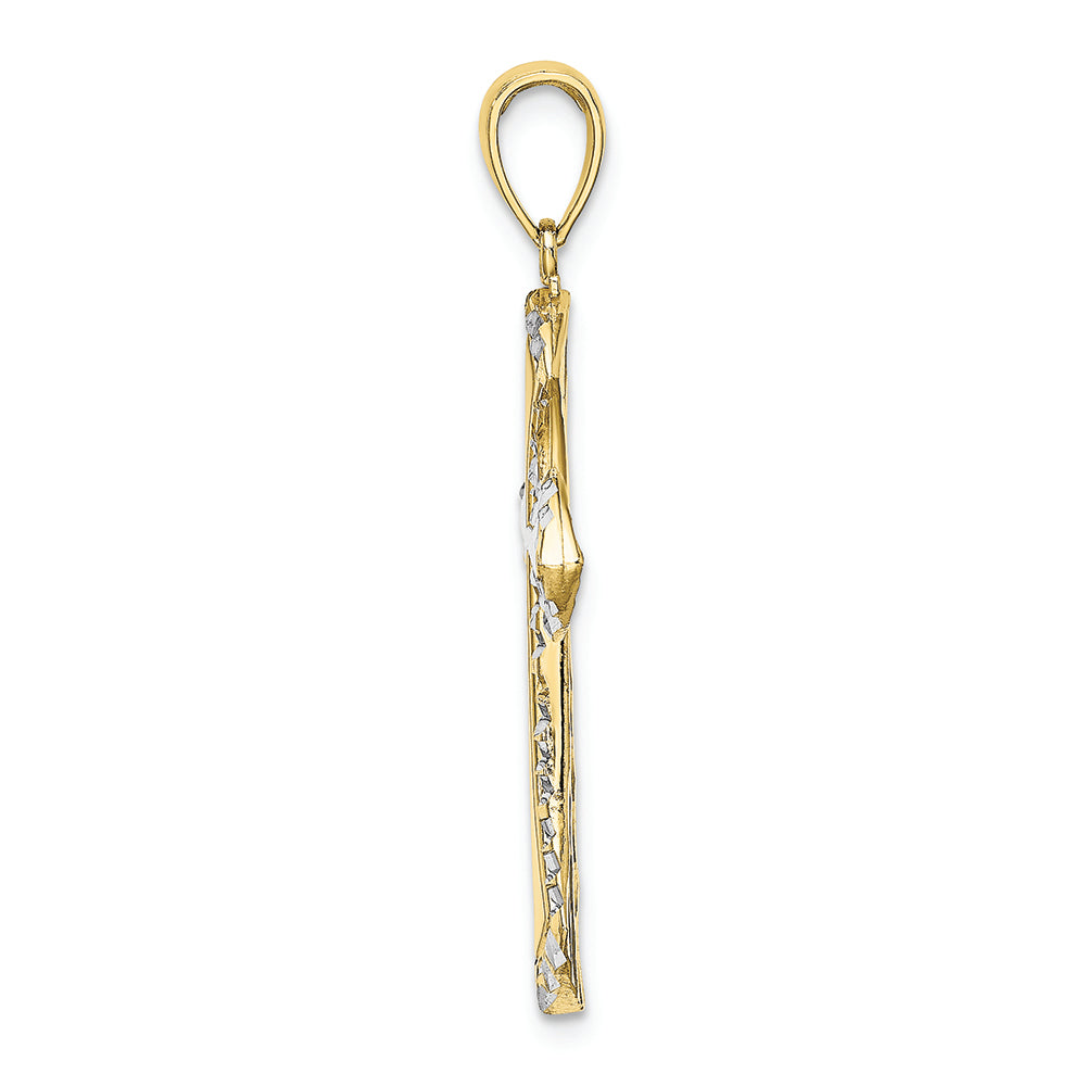 FJC Finejewelers 10k Two-tone Gold Bright Cut Reversible Crosstwo-color Charm