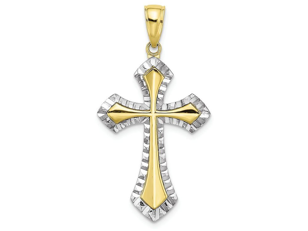 FJC Finejewelers 10k Two-tone Gold Bright Cut Reversible Crosstwo-color Charm