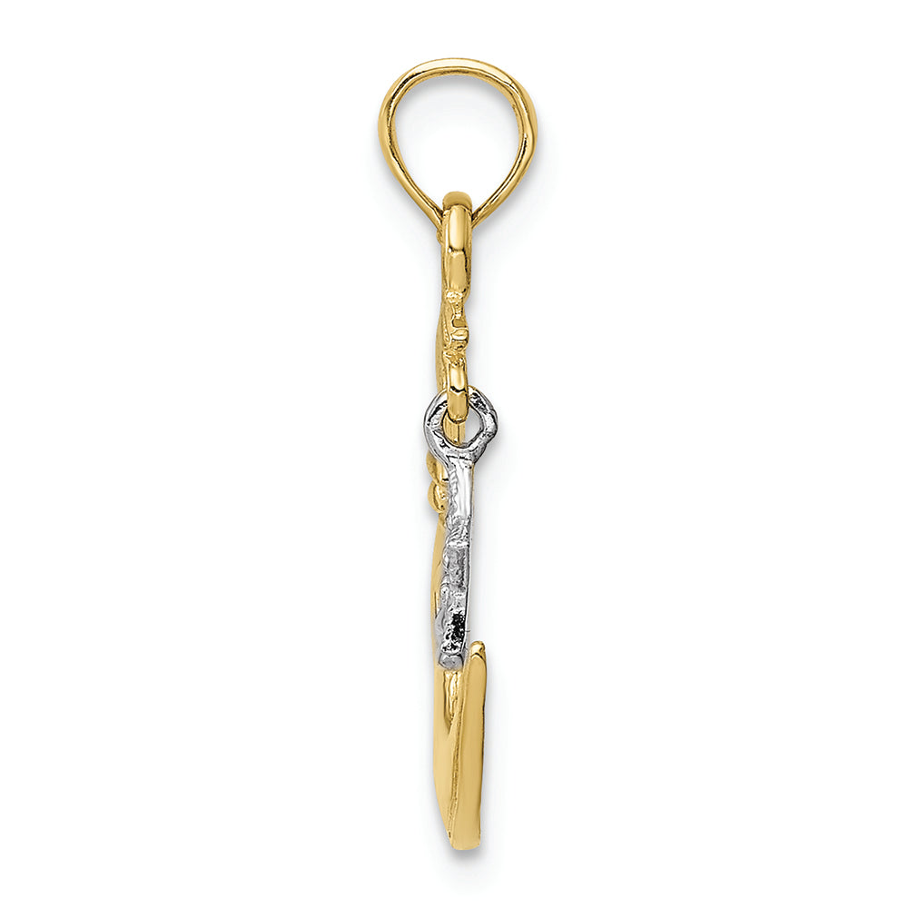 FJC Finejewelers 10k Two-tone Gold Polished Open-backed Half Moon Star Charm