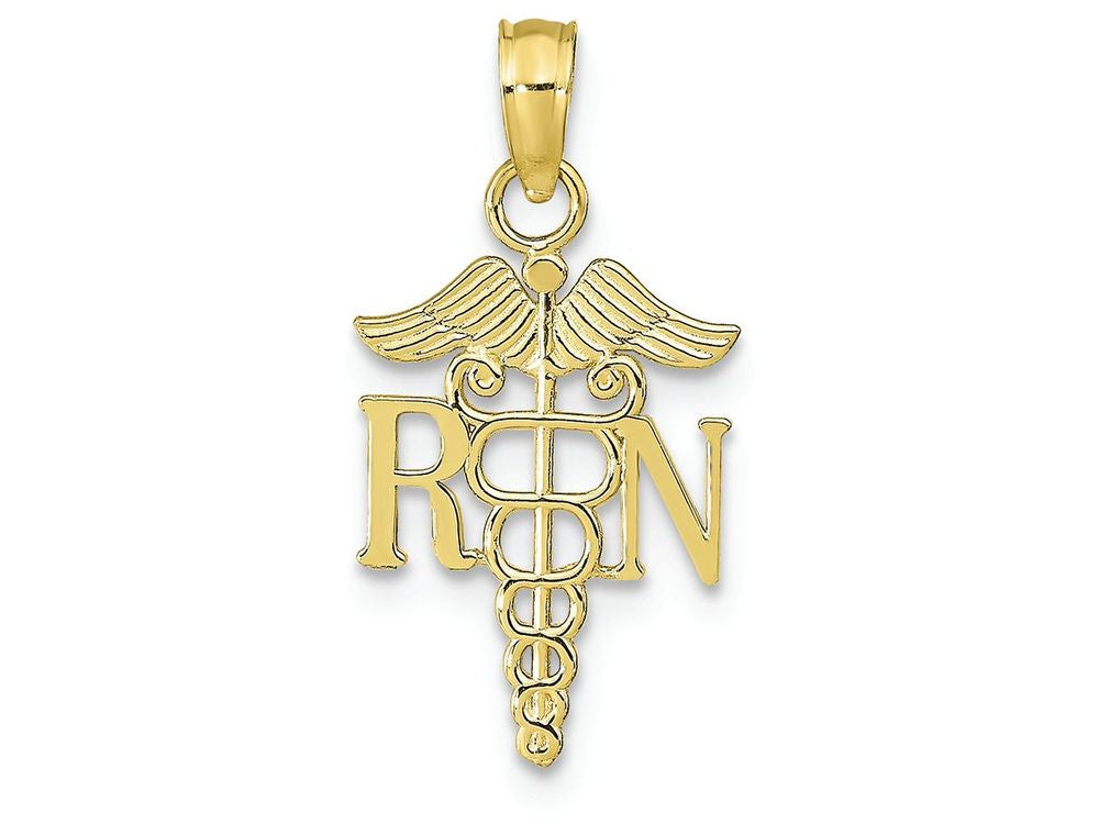 FJC Finejewelers 10k Yellow Gold Rn Caduceus Charm