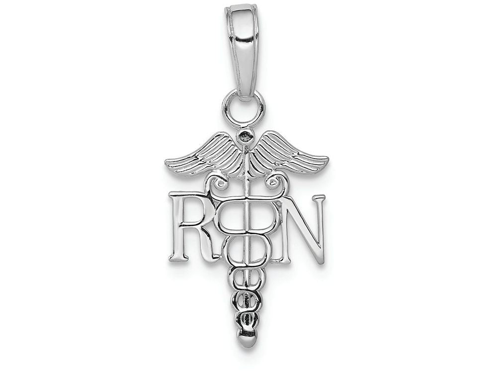 FJC Finejewelers 10k White Gold Rn Caduceus Charm