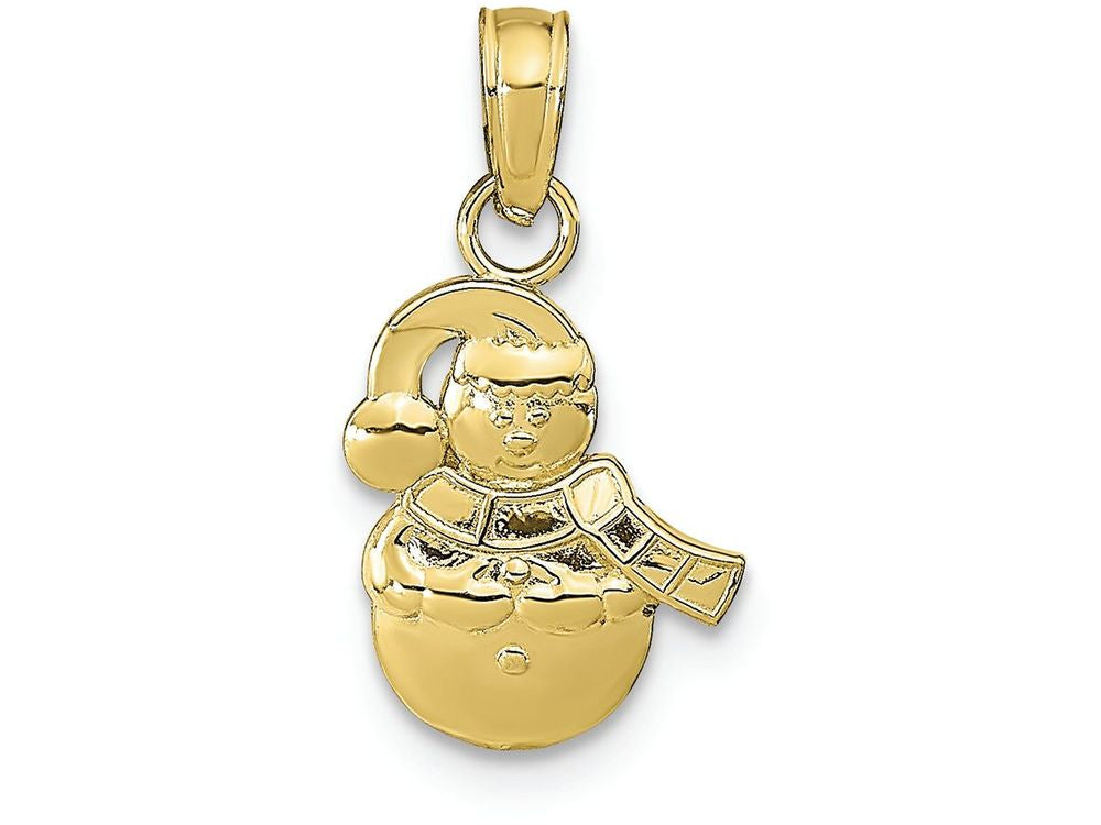 FJC Finejewelers 10k Yellow Gold Snowman with Scarf Hat Charm