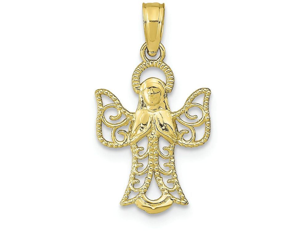 FJC Finejewelers 10k Yellow Gold Angel with Filigree Cut-out Wings Textured Charm
