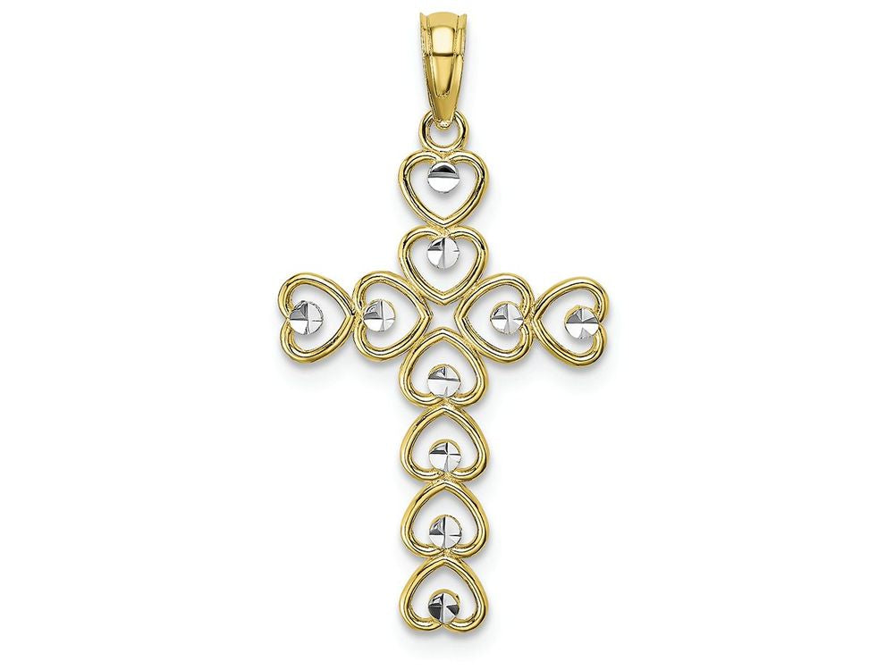 FJC Finejewelers 10k Yellow Gold Heart Connected Cross Bright Cut Circles Charm
