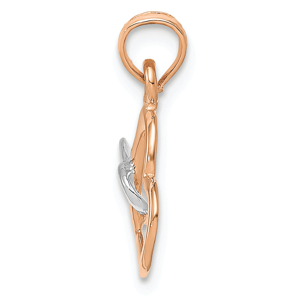 FJC Finejewelers 10k Two-tone Gold Two Tone Rose White Double Hearts Intertwined Charm