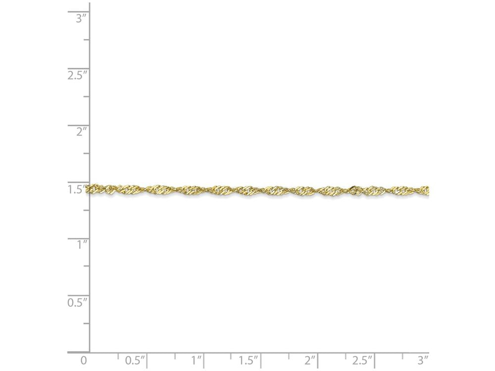 FJC Finejewelers 9 Inch 10k 1.70mm Singapore Chain Ankle Bracelet (Smaller Ankles)