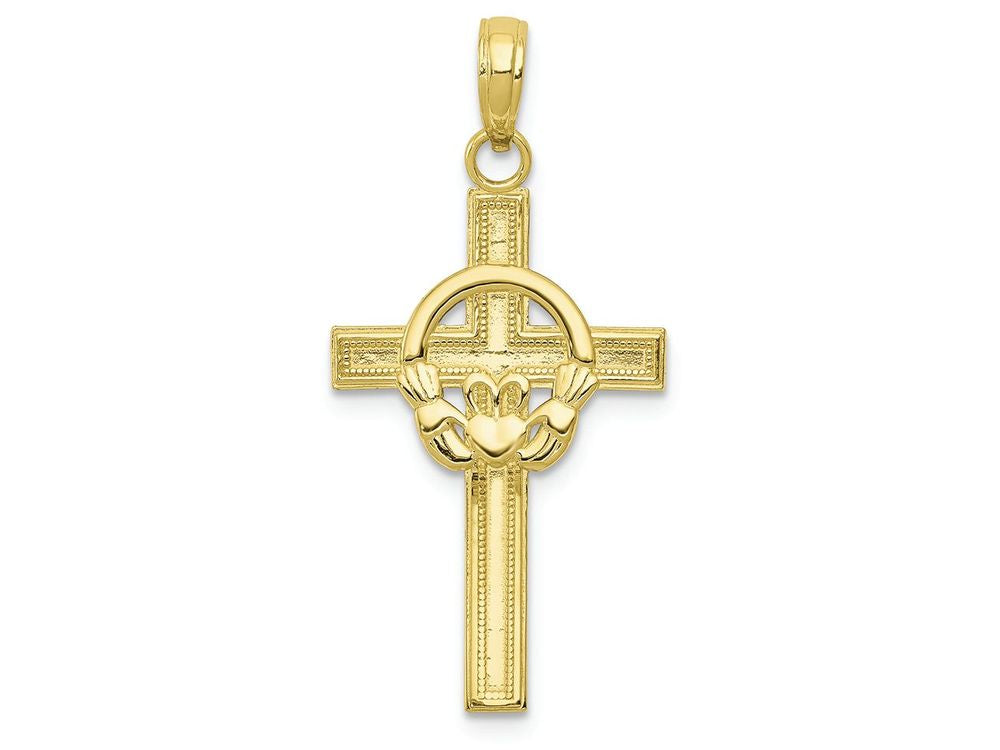FJC Finejewelers 10k Yellow Gold Polished Claddagh Cross Charm