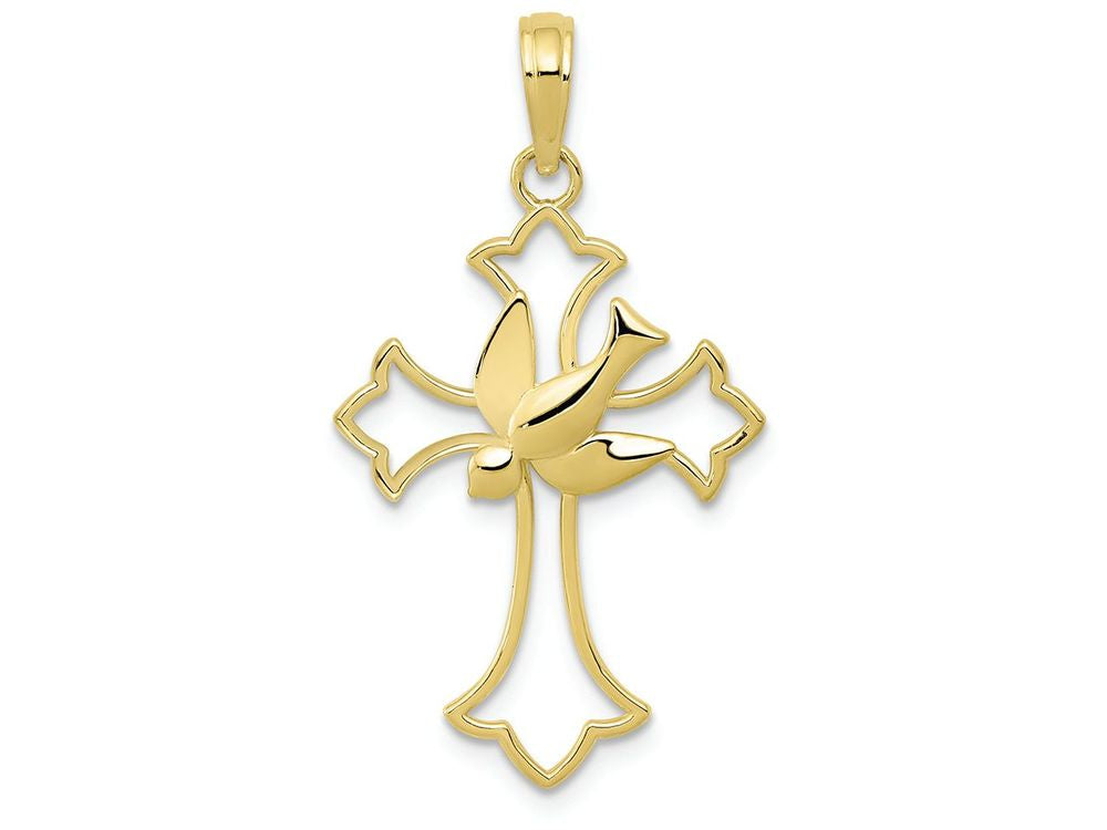 FJC Finejewelers 10k Yellow Gold Cross with Dove Center Charm