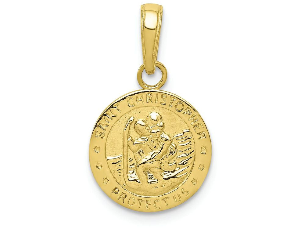 FJC Finejewelers 10k Yellow Gold Saint Christopher Medal Charm Satin with Flat Fr