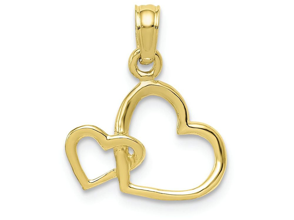 FJC Finejewelers 10k Yellow Gold Double Hearts Intertwined Polish Charm