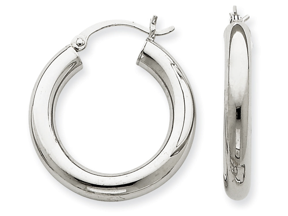 FJC Finejewelers 10k White Gold 4mm X 25mm Tube Hoop Earrings