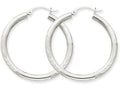 FJC Finejewelers 10k White Gold Satin and Bright-cut 3mm Round Hoop Earrings