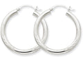 FJC Finejewelers 10k White Gold Satin and Bright-cut 3mm Round Hoop Earrings
