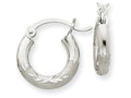 FJC Finejewelers 10k White Gold Satin and Bright-cut 3mm Round Hoop Earrings