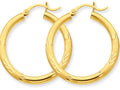 FJC Finejewelers 10k Satin and Bright-cut 3mm Round Hoop Earrings