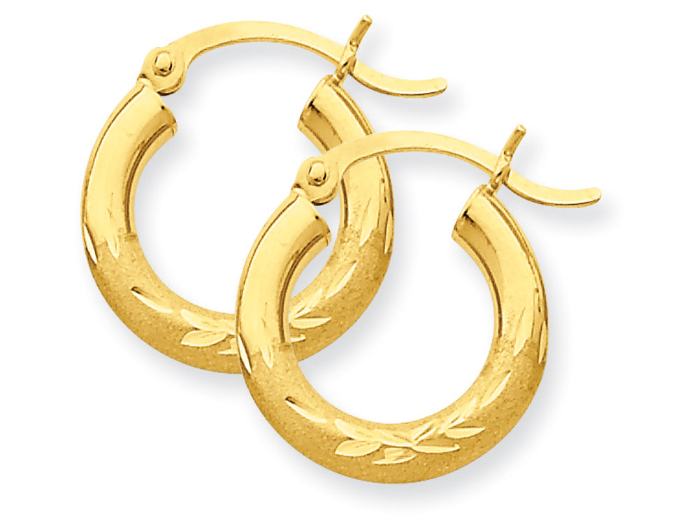 FJC Finejewelers 10k Satin and Bright-cut 3mm Round Hoop Earrings