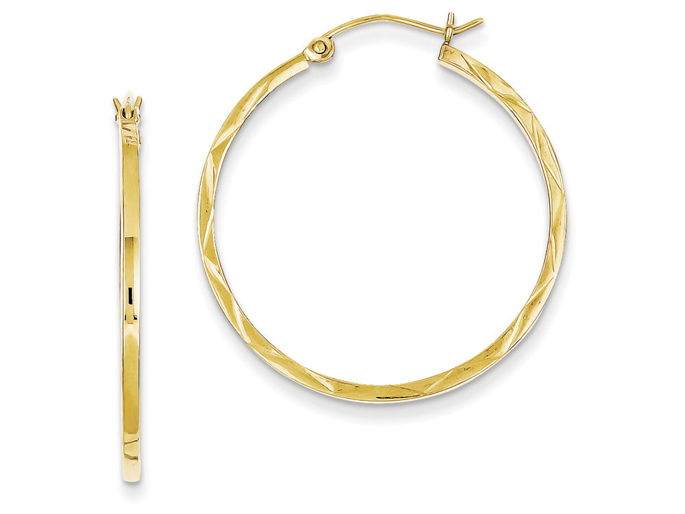 FJC Finejewelers 10k 1.5x30mm Bright Cut Hoop Earrings