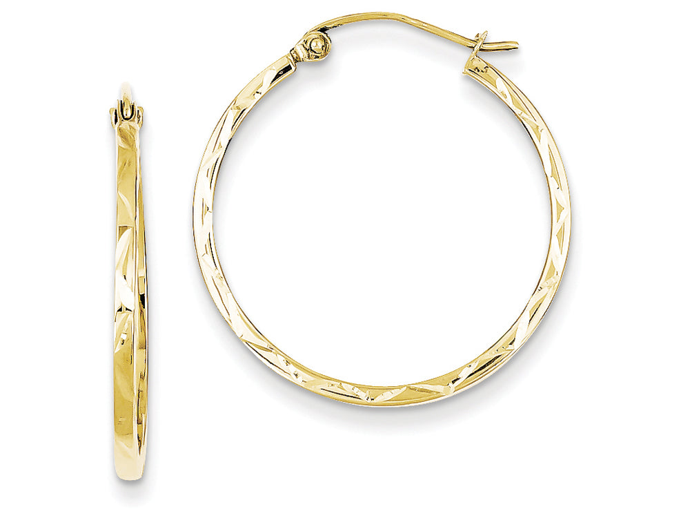 FJC Finejewelers 10k 1.5x25mm Bright Cut Hoop Earrings