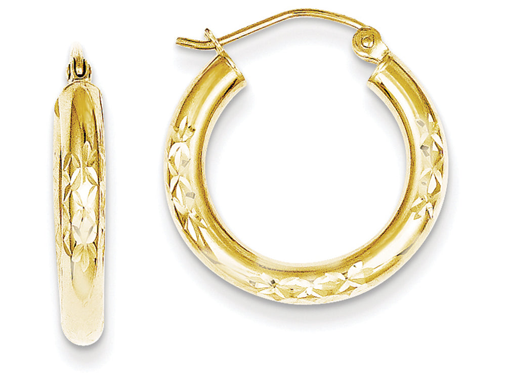 FJC Finejewelers 10k Bright Cut 3x20mm Hollow Tube Hoop Earrings