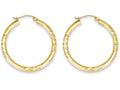 FJC Finejewelers 10k Bright Cut 3x35mm Hollow Tube Hoop Earrings