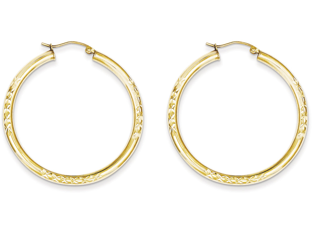 FJC Finejewelers 10k Bright Cut 3x40mm Hollow Tube Hoop Earrings